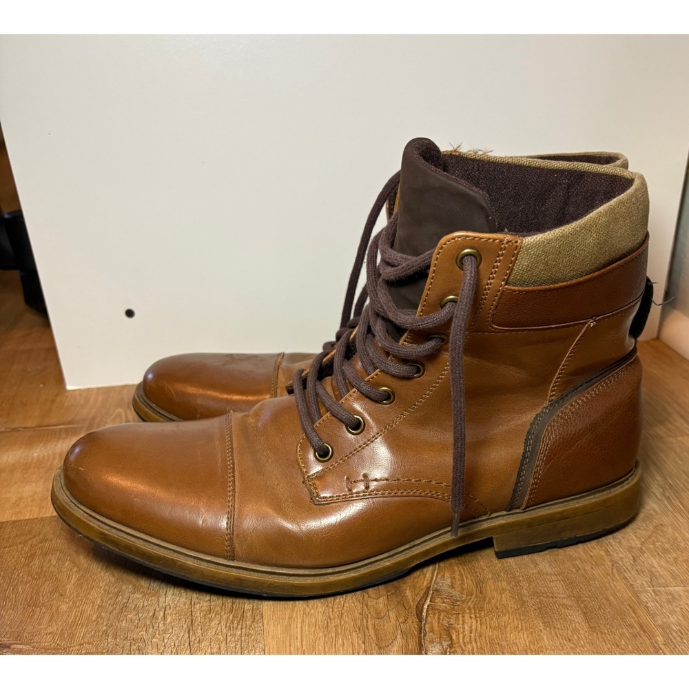 J. Ferrar Davidson Boots Mens 11M Brown Faux Leather High Top Lace Up Cap‎ Toe